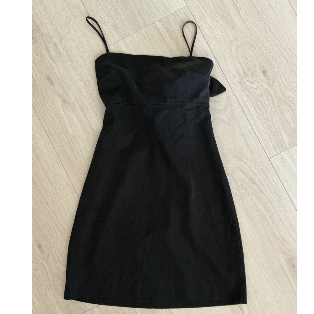 Zara Black Spaghetti Strap Mini Dress with Back Tie Knot and Cutout Size XS